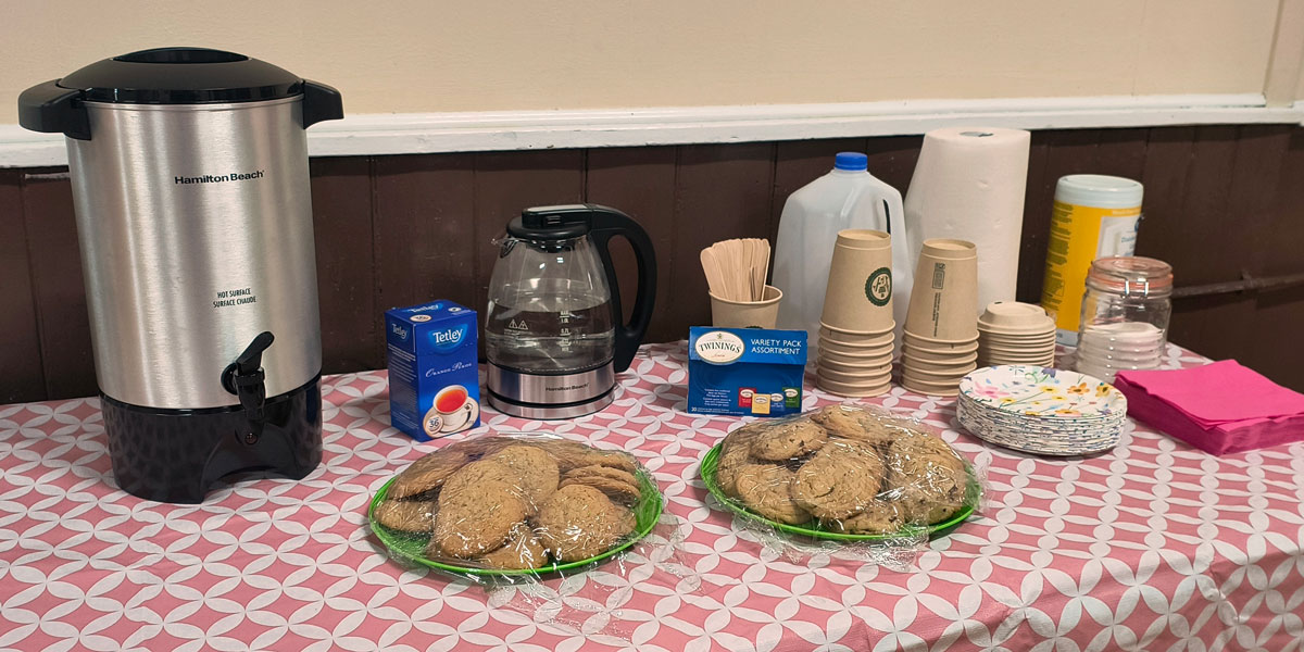 Snack table at Feathered Fundamentals workshop